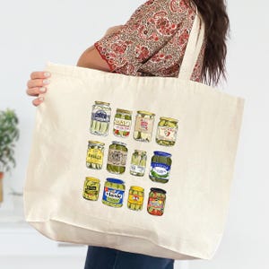 Canned Pickles Tote Bag, Pickle Bag, Vintage Canned Pickles Bag, Pickle Jar Bag, Canning Bag, Pickle Lovers Bag, Pickle Jar Bag