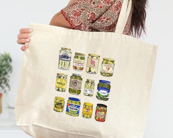 Bolsa de pepinillos enlatados, bolsa vintage para pepinillos enlatados, bolsa para frascos de pepinillos, bolsa para enlatar, bolsa para amantes de los pepinillos, bolsa para frascos de pepinillos