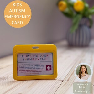 Physical Kids Autism Meltdown Emergency Card | autism alley | communication cards | Neurodivergent | ID Card | Card Holder | Lanyard