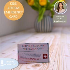Digital Children Autism Meltdown Emergency Card | autism alley | autism | communication cards | Neurodivergent | ID Card | Meltdown | Kids