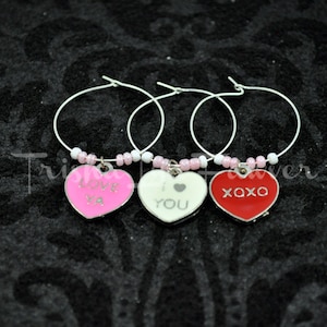 Conversation Hearts Valentine&#39;s Day Drink Glass Charms (#2)