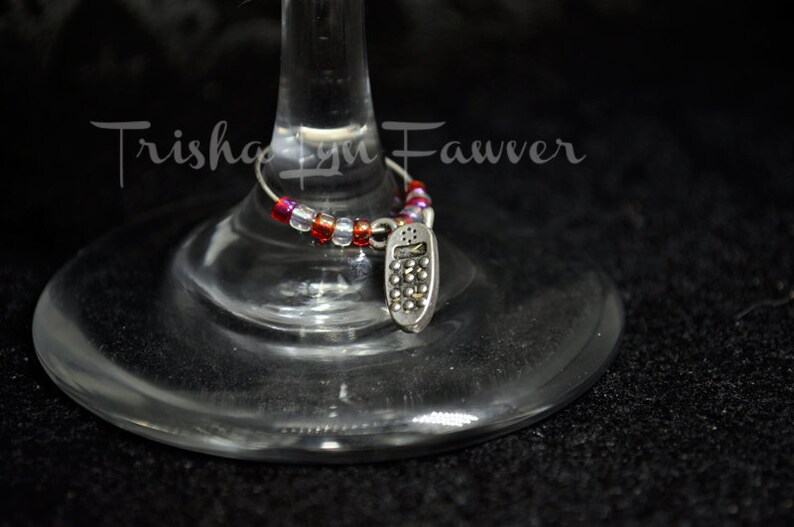 Red and White Fashionista Wine Charms image 2