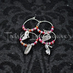 Red and White Fashionista Wine Charms image 1