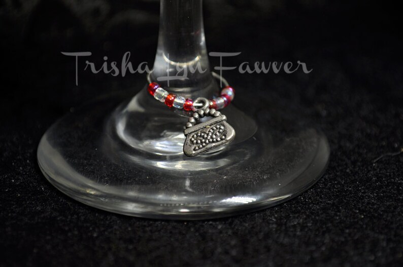 Red and White Fashionista Wine Charms image 5