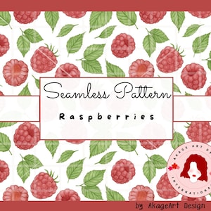 Seamless Pattern, Raspberries Design, png, jpg, digital download, watercolour style
