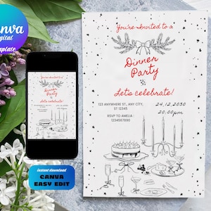 Editable Dinner Party Invitation |Party Invitation Template | Party Invitation Template | Dinner Party Invite | Digital Template Download