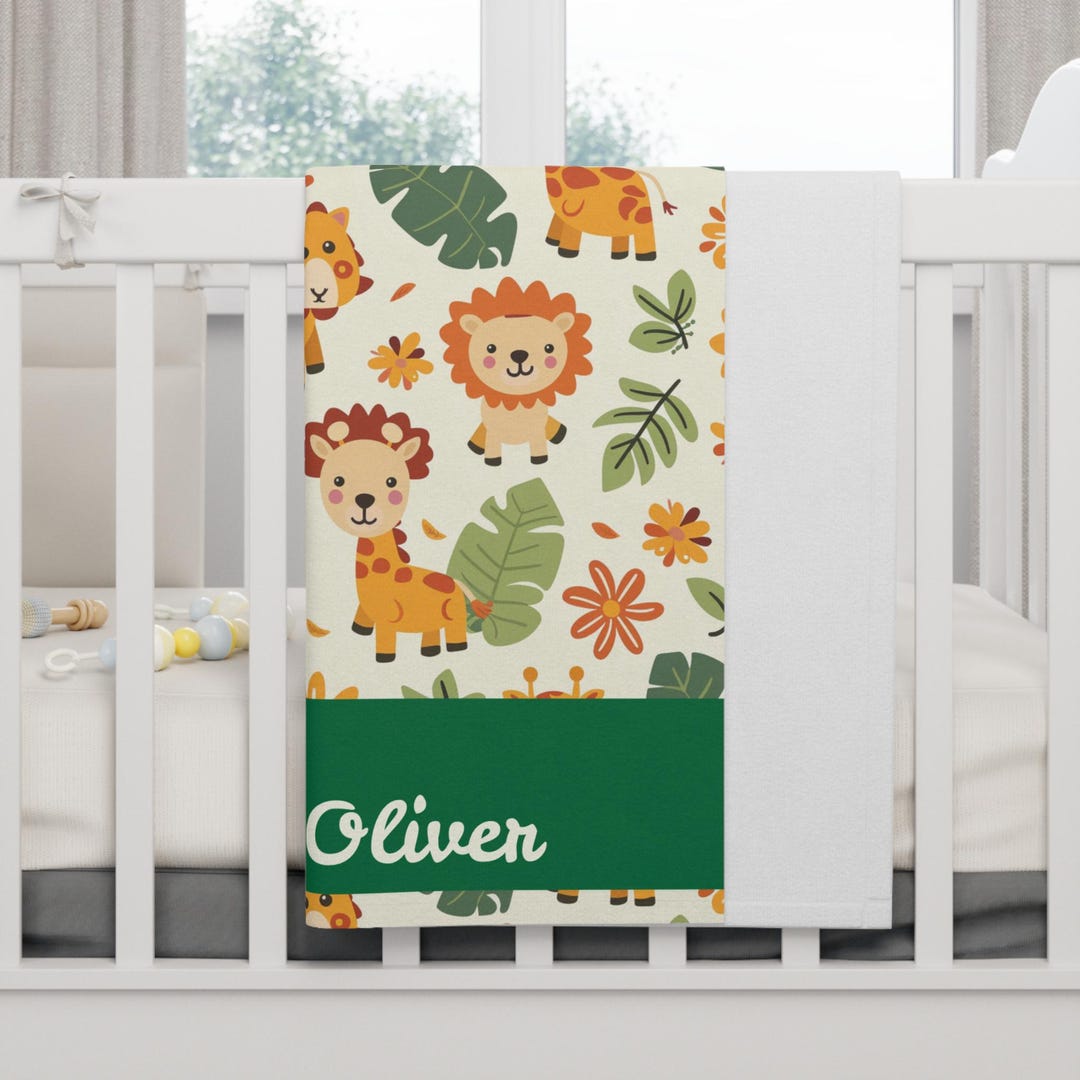 Personalized Safari Baby Blanket: Custom Name Jungle Nursery Decor - Etsy