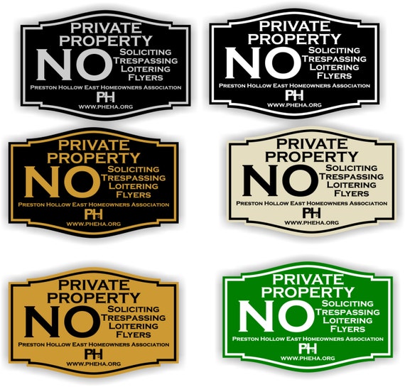 private property no soliciting no trespassing no flyers sign 3 x 4 5