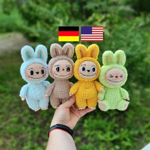 Smiling Bunny CROCHET PATTERN PDF Tutorial (English & German) , Amigurumi Plushies, Creepy Cute Monster Rabbit Toy, Ugly sweetie