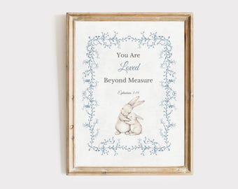 Vintage Chinoiserie Christian Nursery Wall Art for Boys | Ephesians 3:19 Watercolor Scripture Decor Digital Download