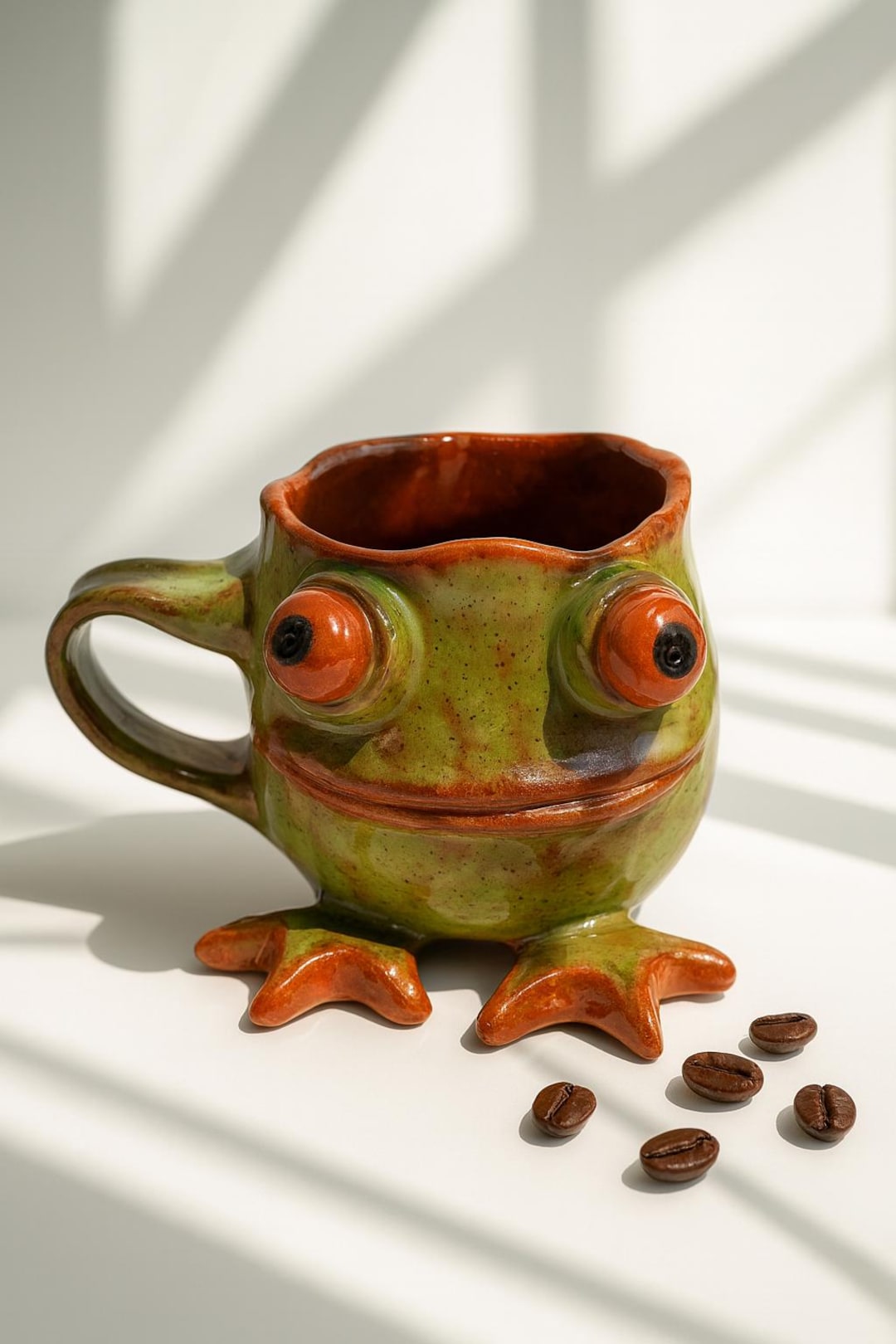 Whimsical Frog Mug, Handmade Ceramic Art Cup, Collectible Frog ...
