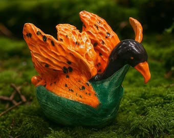 Handmade Ceramic Phoenix Bird Vase – Mythical Pottery Sculpture – Fantasy Rustic Home Decor Gift