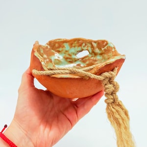 Terracotta Ceramic Bowl – Food Safe Handmade Red Clay Dish with Artistic Glaze