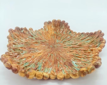 Handmade Organic Ceramic Forest Bowl – Moss Green Rustic Plate – Nature Inspired Earthy Pottery Decor
