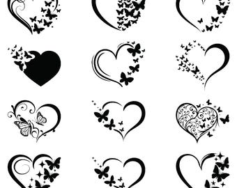 Heart Svg Bundle, Heart Doodle Svg, Hand Drawn Heart Svg, Heart Clipart, Valentine Day Heart Svg, Instant Download, Love Svg, Love Clipart