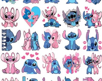 Stitch and Angel SVG Bundle, Stitch Svg, Stitch Couple Svg, Png, Angel, Stitch With Angel Svg Png, Stitch Love Svg.