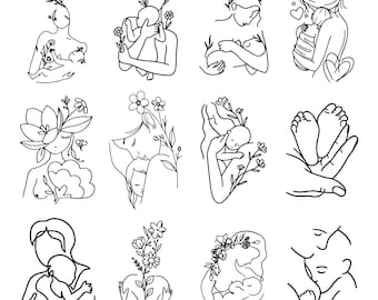 Mother With Baby SVG Bundle, Mama and Baby Silhouette PNG Mother's Day Cut File New Mom Gift Art Digital Download Commercial Use