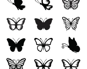 Paquete SVG de mariposas, archivos de corte de mariposas, archivos SVG de mariposas para Cricut, imágenes prediseñadas de mariposas, silueta de mariposa, PNG - Descarga digital