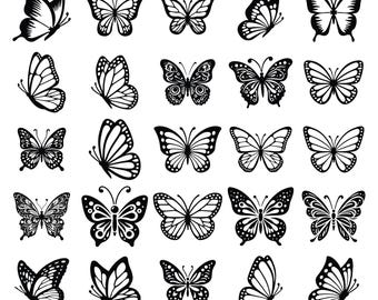 Paquete SVG de mariposas, archivos de corte de mariposas, archivos SVG de mariposas para Cricut, imágenes prediseñadas de mariposas, silueta de mariposa, PNG - Descarga digital