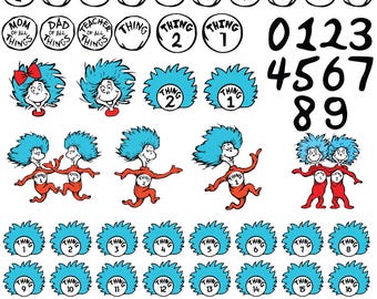 Layered Svg Files, Thing 1 - Thing 2 Svg, Font Files, Svg For cricut,Clipart,High Quality Thing 1 - Thing 2 Png,Instant Download,thing 1 svg