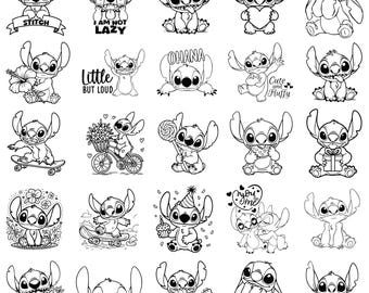 Stitch And Lilo SVG, Stitch svg out-line bundle, Angel svg, stitch clipart, stitch png, lilo Cartoon Svg, stitch svg cricut, silhouette svg,