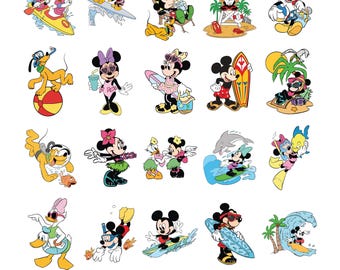 Cartoon Character's Summer Svg, Hello Summer PNG, Family Beach Trip Png, Vacation Svg, Magical Kingdom, Mickey and Friends Summer, Mouse Png