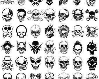 Skull Svg Bundle, Skull Png, Sugar Skull Svg for Cricut, Punisher Skull Svg, Skull Silhouette, Skull Vector, Skeleton Svg, Instant Download