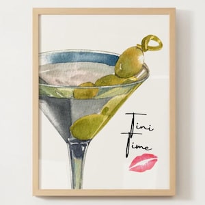 Dirty Martini Printable Wall Art, Cocktail Recipe Kitchen Print, Bar Cart Decor, Modern Alcohol Poster, Instant Digital Download