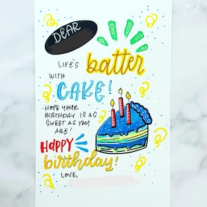 Tarjeta de feliz cumpleaños escrita a mano con tu mensaje personalizado
