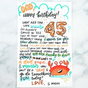 Tarjeta de cumpleaños escrita a mano personalizada en el estilo y color que elijas