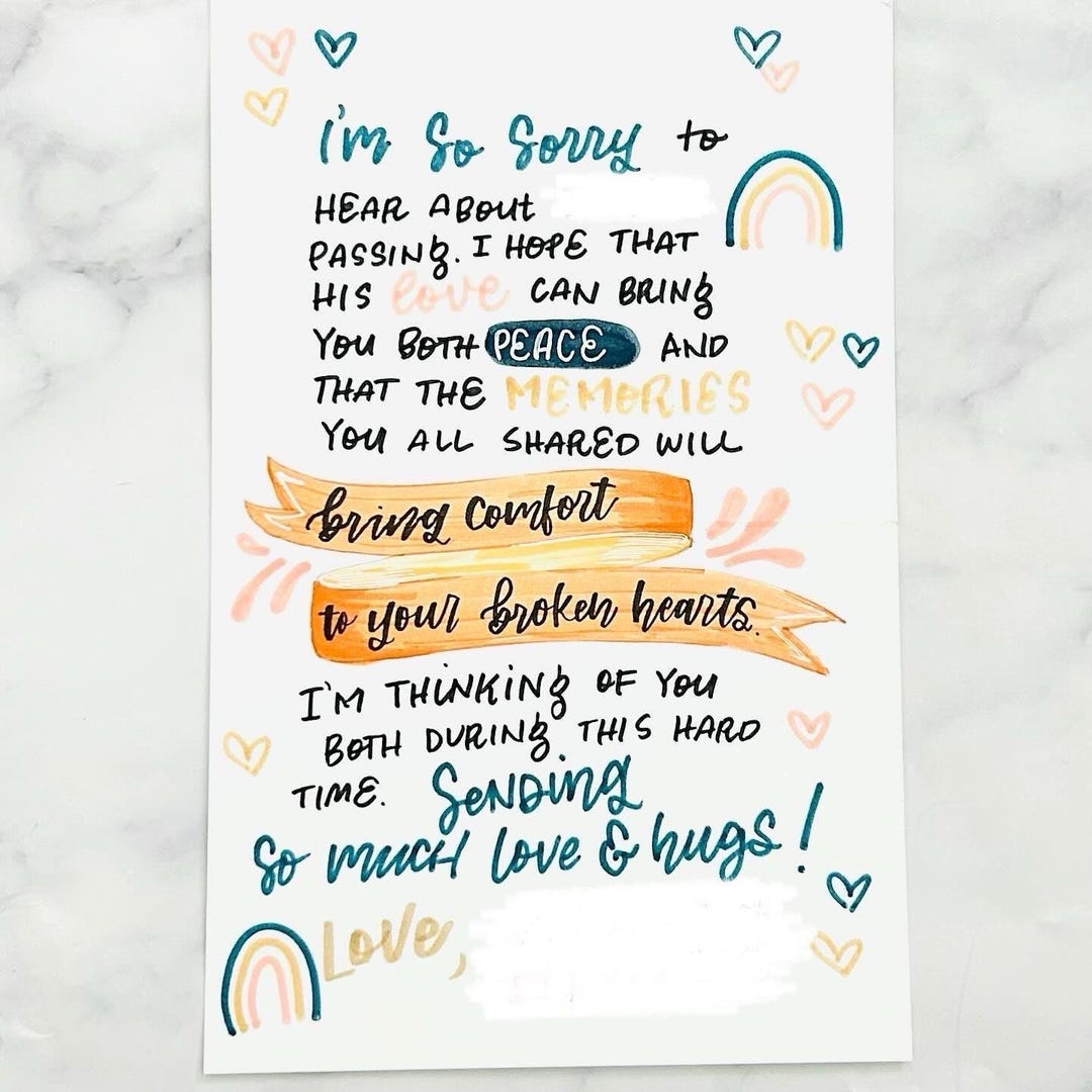 Sympathy Card Handwritten Greeting Card Feel Better Soon Pet Sympathy ...