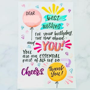 Tarjeta de agradecimiento escrita a mano con su mensaje personalizado