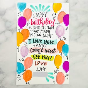 Tarjeta de feliz cumpleaños escrita a mano con tu mensaje personalizado
