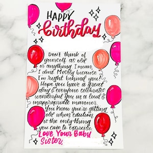 Tarjeta de cumpleaños escrita a mano personalizada en el estilo y color que elijas
