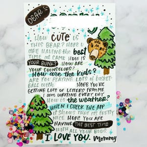 Tarjeta personalizada de Camp Happy Mail para campistas. Mensaje y colores personalizados.