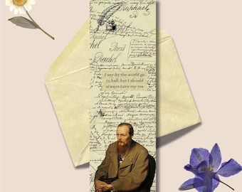 Segnalibro di Fëdor Dostoevskij I Letteratura russa classica I Accademia oscura Estetica / Regalo di autore famoso / Regalo per club del libro / Accessorio per lettori