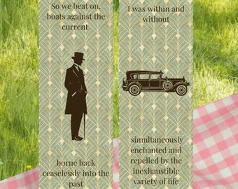 The Great Gatsby-bladwijzer | F. Scott Fitzgerald | Klassiek verlicht | Gunsten boekenclub