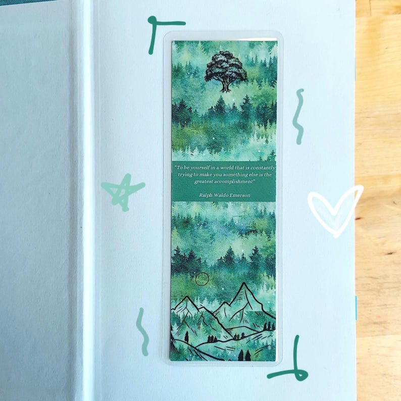 Segnalibro di Ralph Waldo Emerson: Regalo di letteratura classica plastificato immagine 4