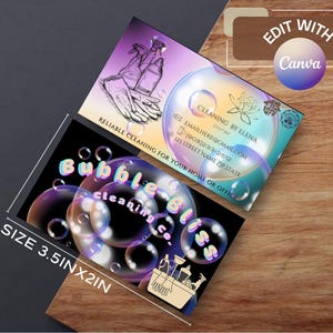 Putzservice Visitenkarte | Digitale Canva Vorlage für Haushälterinnen & Putzfrauen| Moderne und bearbeitbare Canva Vorlage für Reinigungskräfte