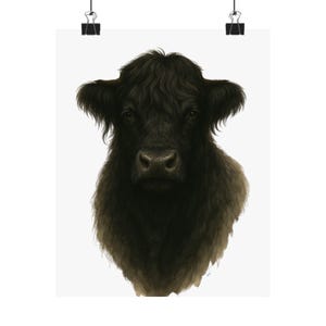 Aquarell Highland Kuh Portrait: Bauernhaus Wand Kunst Poster