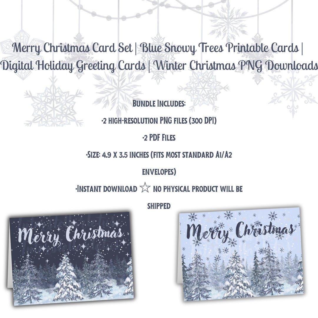 Merry Christmas Winter Scene Printable Christmas Cards Bundle: DIY ...