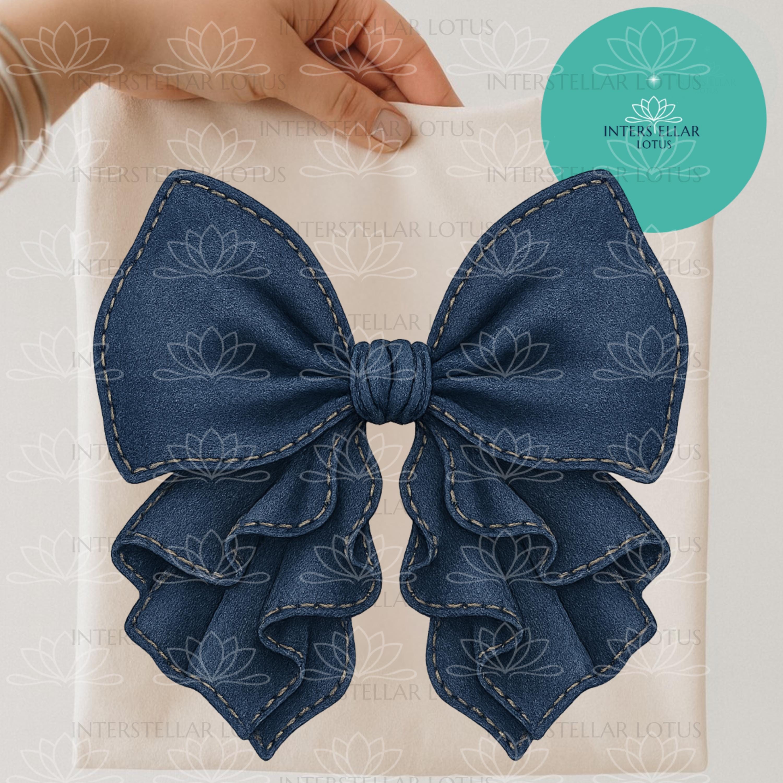 Denim Bow Clipart PNG, Dark Wash Denim Bow, Coquette Western Bow PNG ...