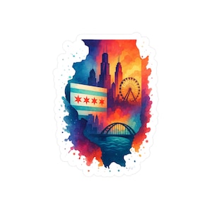 Chicago Skyline Illinois Sticker - Vibrant Vinyl Decal
