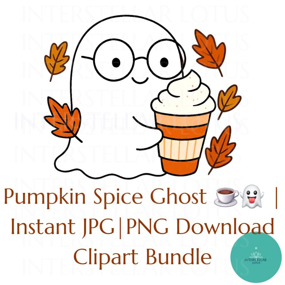 Ghost Pumpkin Spice Latte Clipart – Fall Halloween PNG (digital ...