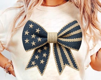 Patriotic Bow PNG, Stars and Stripes, Americana Sublimation Design (Digital Download)