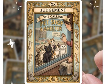 Judgement The Calling,  4" Tarot Card Sticker, Cat Sticker, Cat Sticker, Gift for her, Gift for him