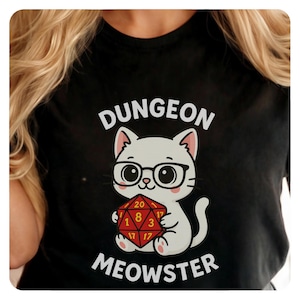 Dungeon Meowster Shirt – Funny DnD Cat T-Shirt for Tabletop Gamers, Geeky RPG Kitty Graphic Tee for Cat Lovers