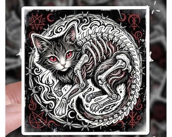 Dark Fantasy Horror Surrealismus Biomechanische Horror Katze, 3 "& 4" Katzenaufkleber, Katzen Sticker