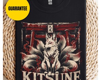 Koszulka Kitsune – unisexowa koszulka w stylu softstyle, zabawna, słodka koszulka z kotem, prezent dla miłośnika kotów, koszulka dla mamy kota, koszulka dla taty kota