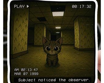 Naklejka na kota Backrooms Cat Subject Noted Observer, 3" & 4" Naklejka na kota, Naklejka na kota, Prezent dla niej, Prezent dla niego
